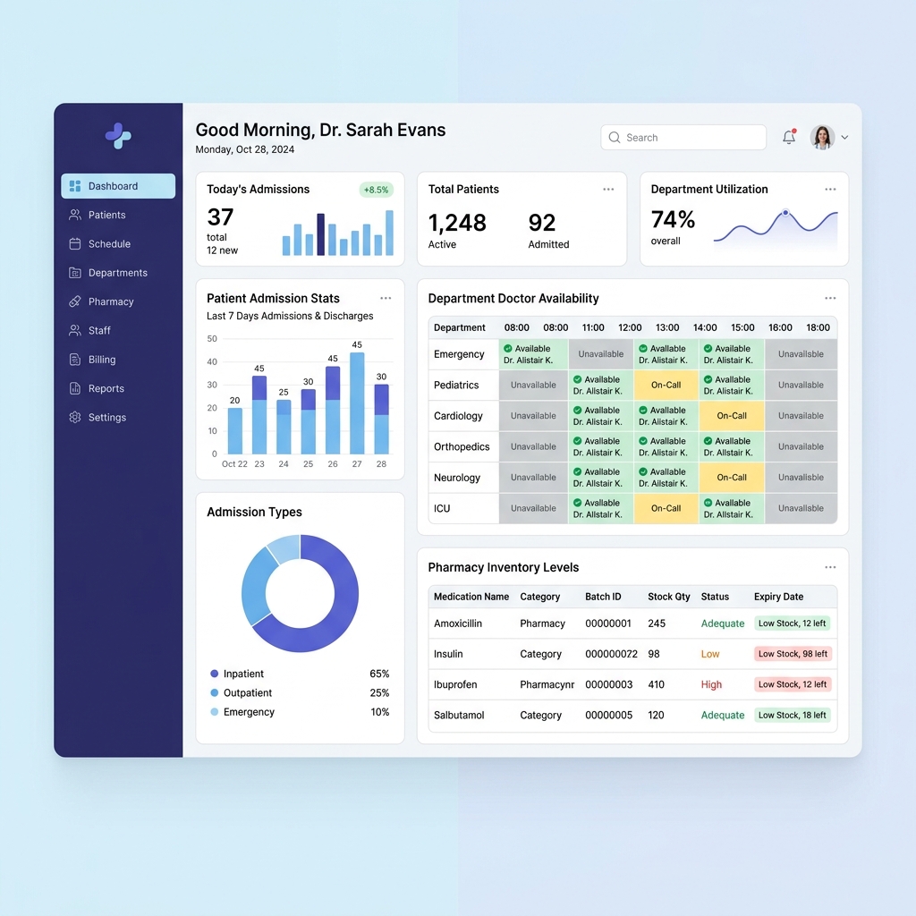 Hospital Dashboard Mockup