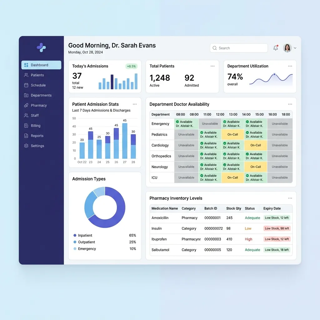 Hospital Dashboard Mockup